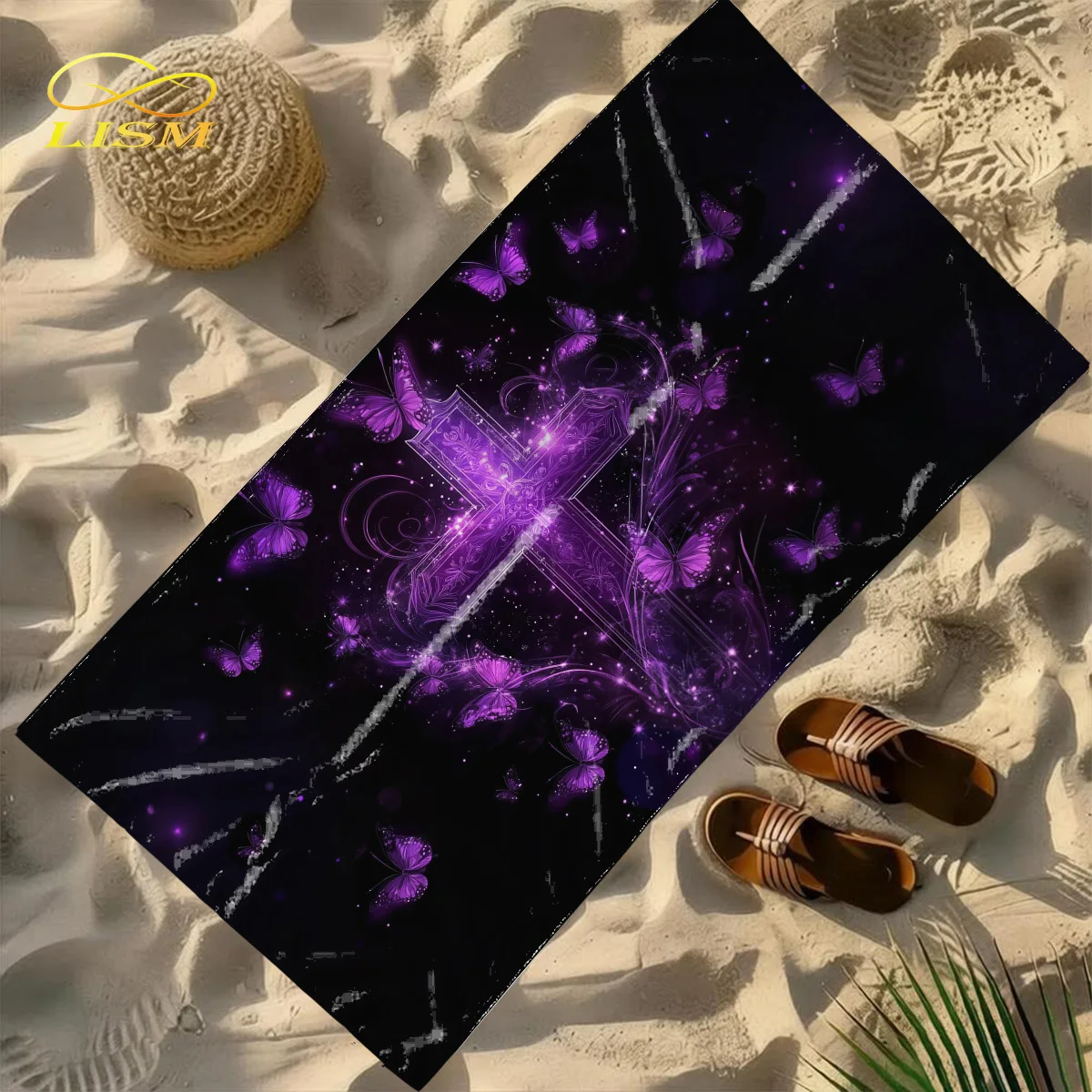 

1pc Cross Butterfly Towel-Oversized, Absorbent Microfiber, Quick Dry, Ideal for Travel, Swimming, Surfing Bath Towel