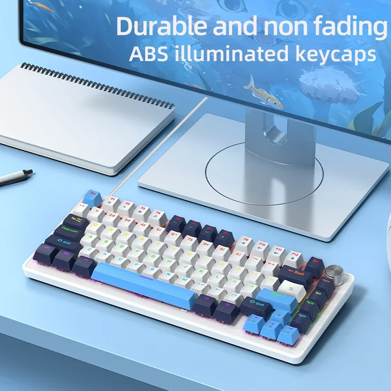 K82 Wired Mechanical Keyboard,82 Keys,Full Key Hot Swappable,Cool Backlight,Multifunctional Knob,Windows&Mac