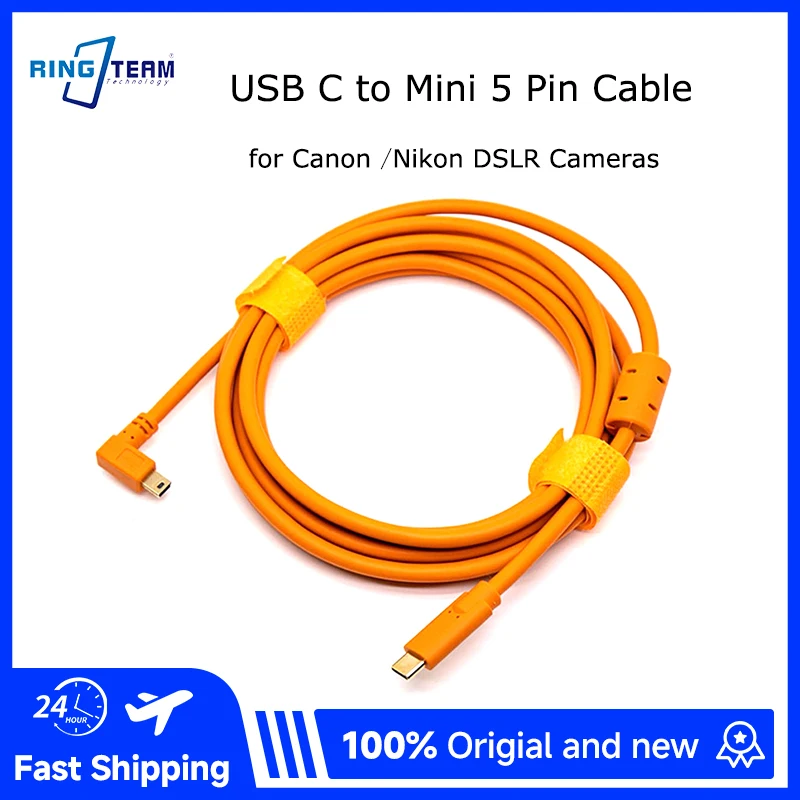 USB-C auf Mini-5-Pin Kabel für Fotografie, Hochgeschwindigkeits-Datenübertragung für Canon Nikon DSLR-Kameras, PC-Synchronisation, Sofortvorschau