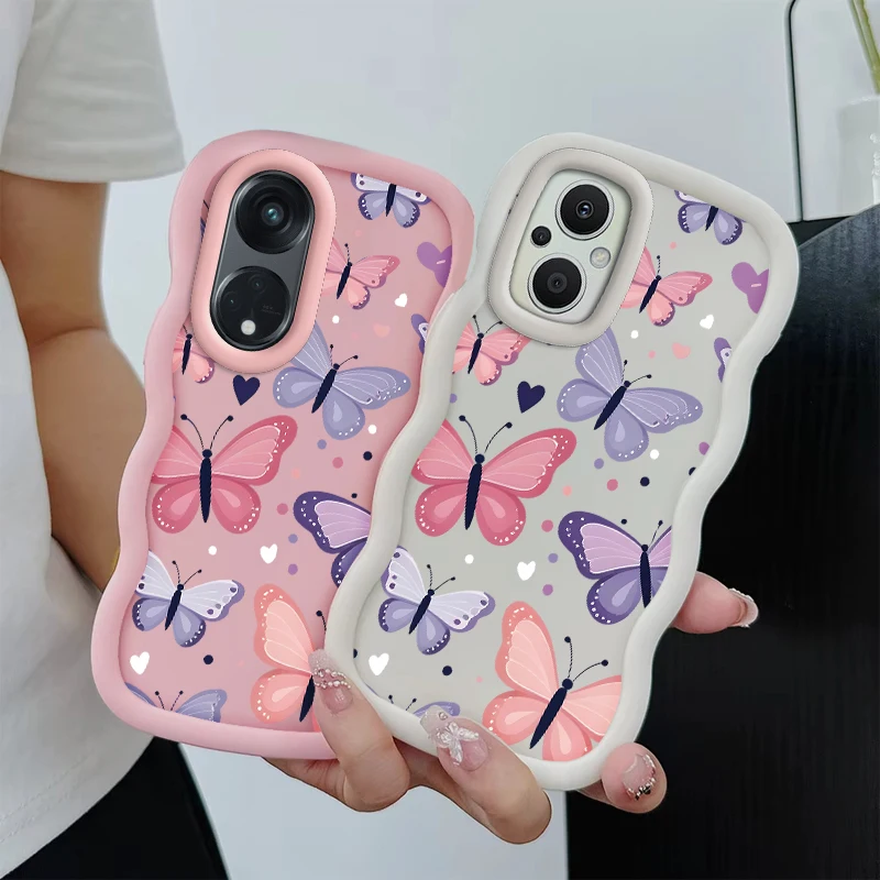 حافظة هاتف عصرية لهاتف OPPO A3x A17 A38 A57 A58 A59 A60 A76 A78 A79 A98 F27 F29 RENO 7 7Z 8T 11 12 13 F PRO غطاء مموج ناعم