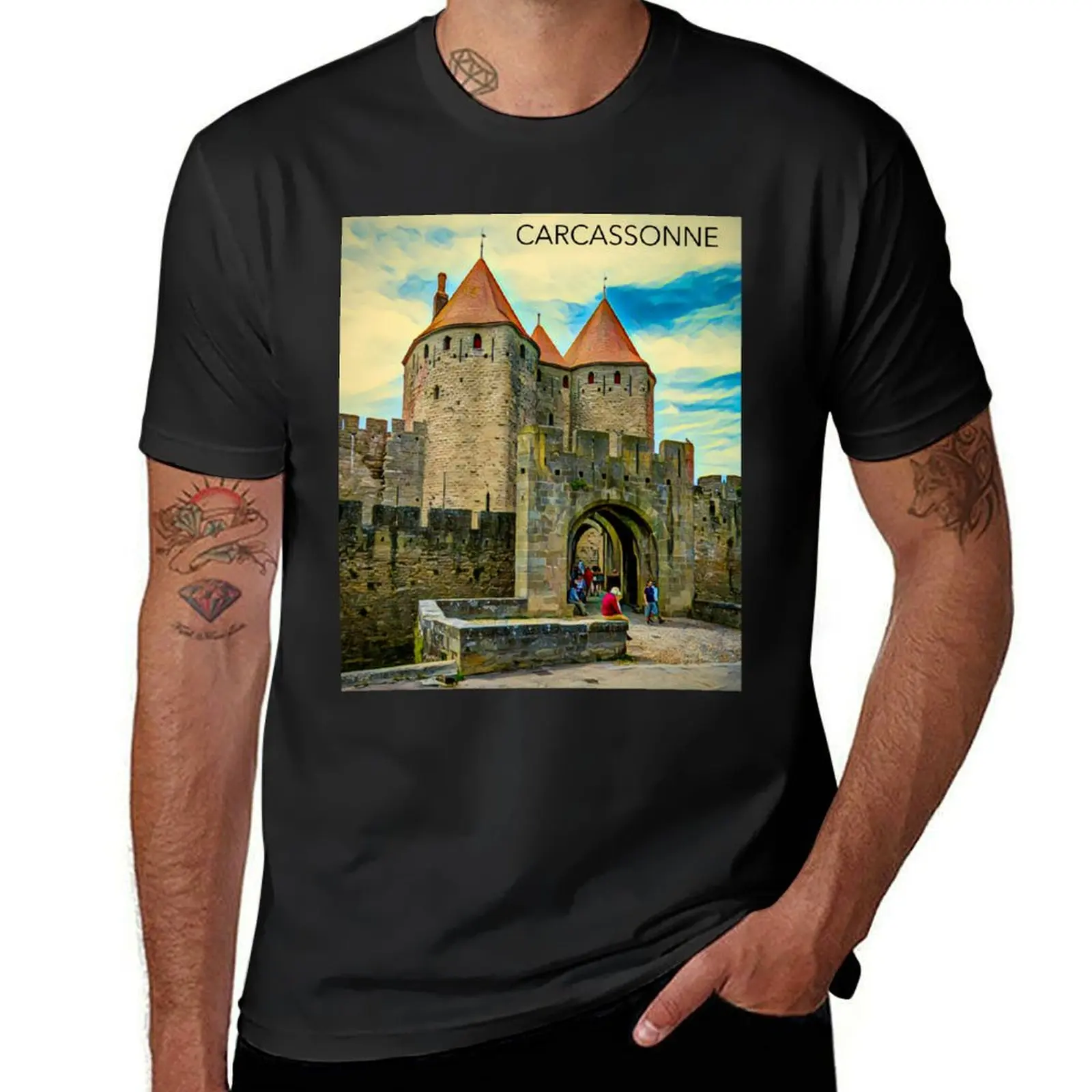 CARCASSONNE ,La Cite , France T-Shirt blanks summer top graphics korean fashion mens clothes