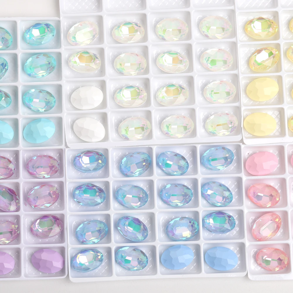 10pcs 8x10mm Oval Glass Rhinestones For DIY Sew on Rhinestones Crystal Glue on Nails Glitter Strass Mocha Rhinestone