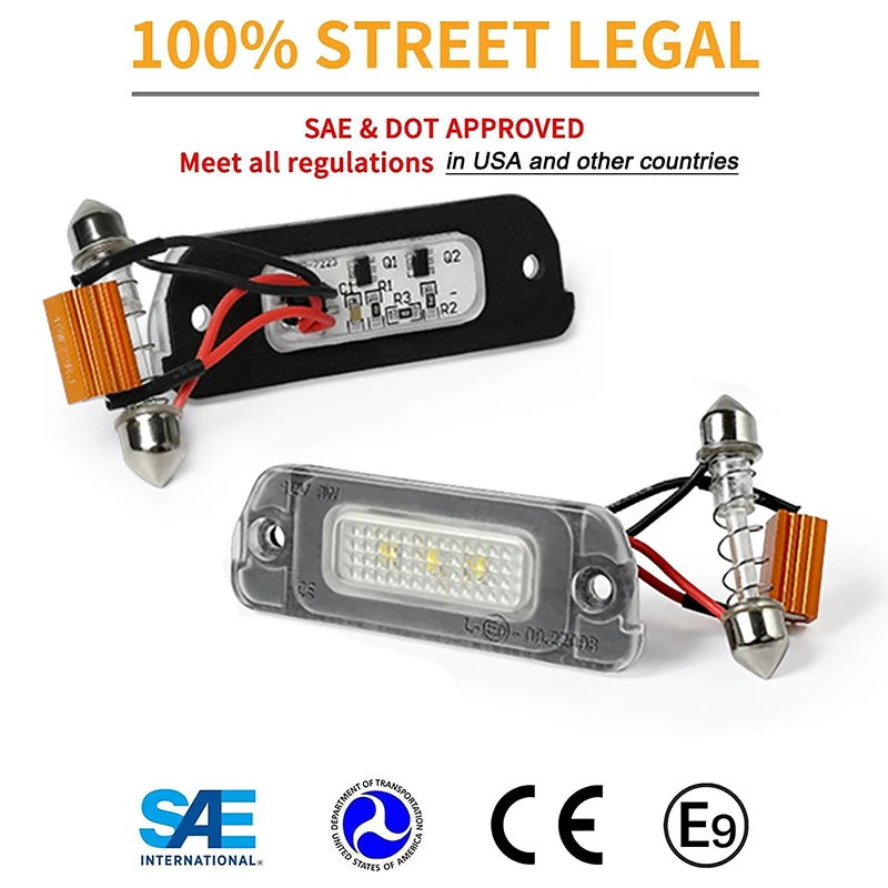 2Pcs For Mercedes Benz W164 ML280 ML300 LED Number License Plate Lights Lamps ML350 ML450 ML500 GL450 GL350 GL550 GL500 W251 R63