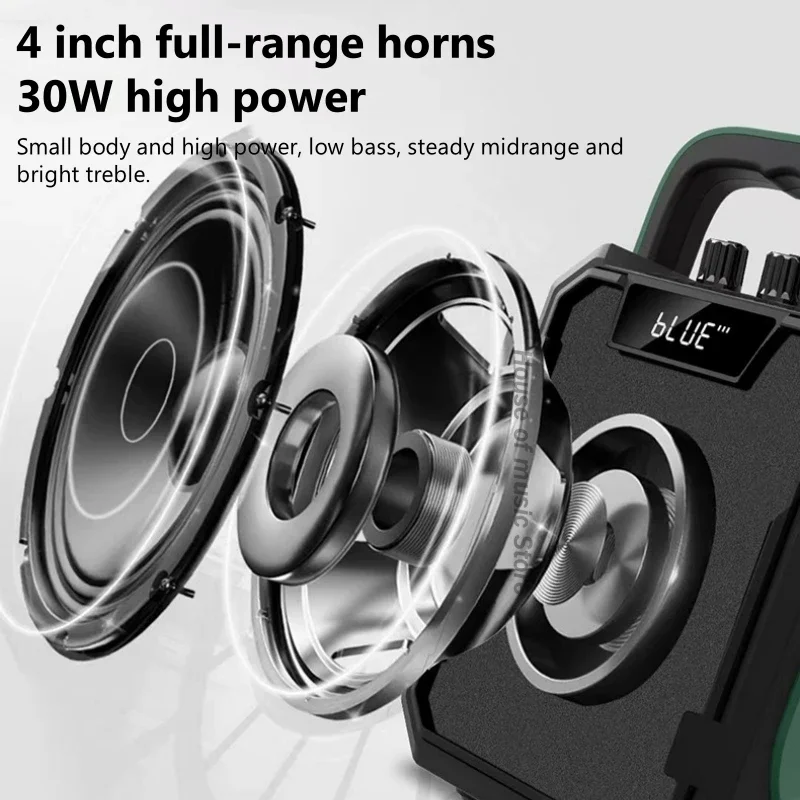 2024 New Arrival Portable Bluetooth Speakers Loud Volume 30W High Power Support Microphone Jack/FM Radio/TF Card/U Disk Play