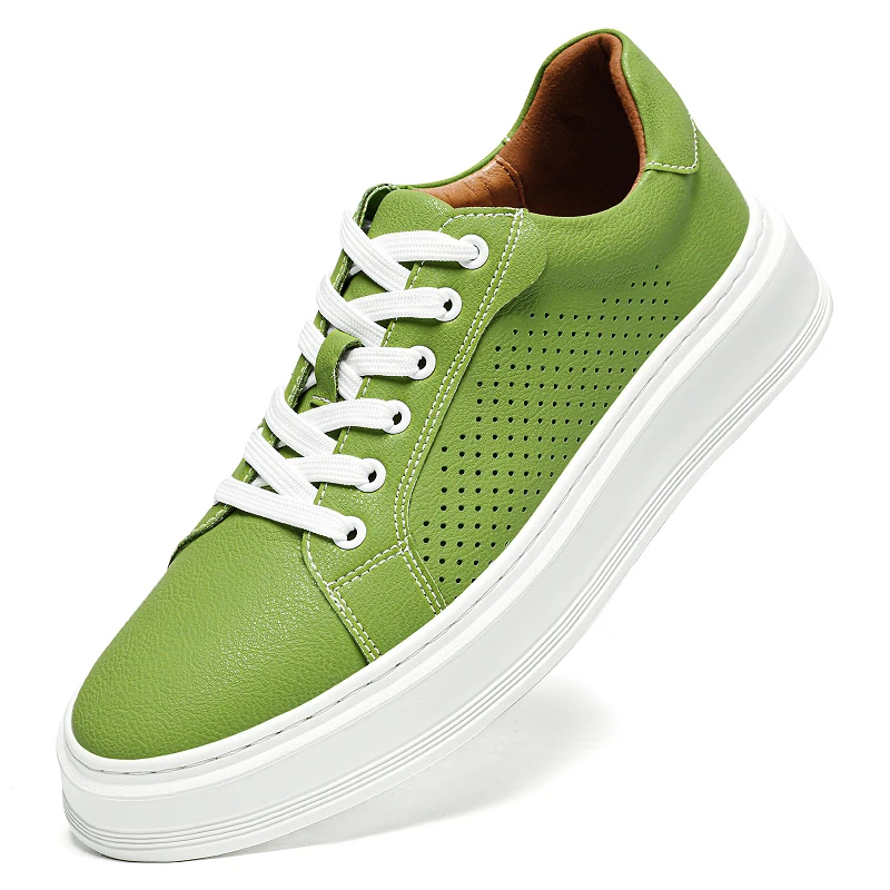 

2026 Leather Men's Summer Breathable Casual Sports Shoes Korean Style Sneakers Versatile and Trendy