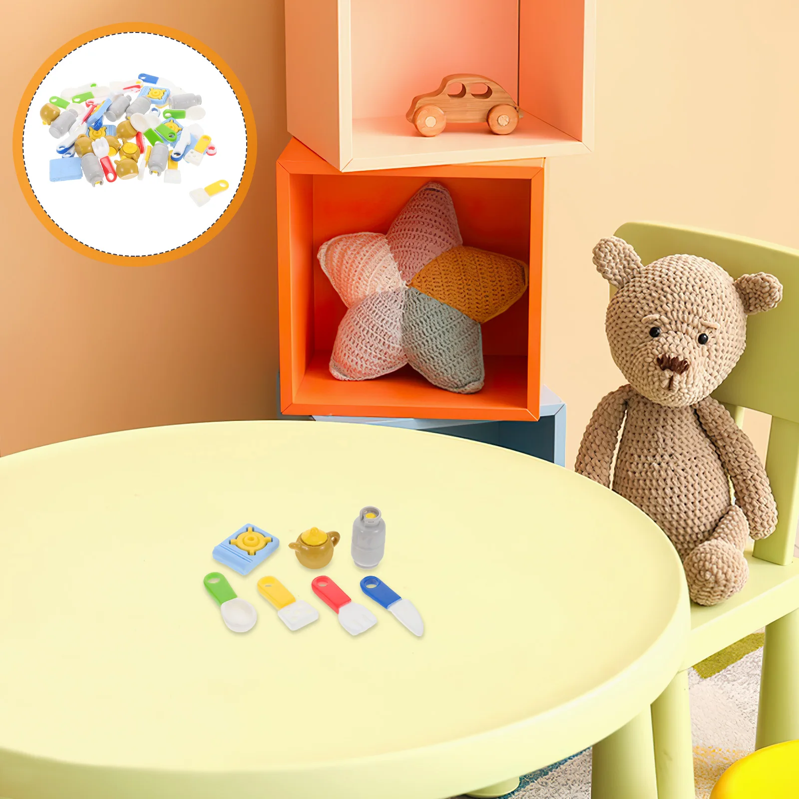 

6 set 6 Sets Mini Kitchen Utensils For Dollhouse Miniature Playset Resin Cookware Pretend Play Tools Kids Learning Simulation