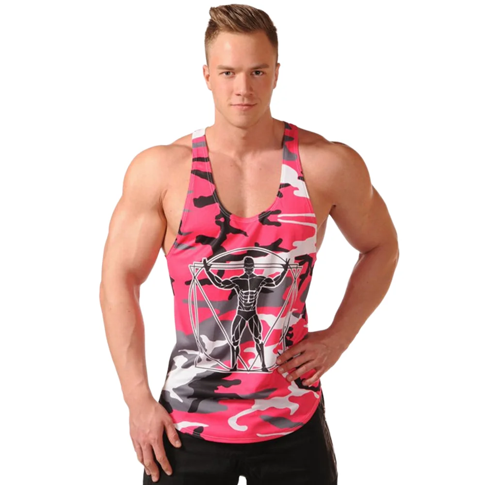 

Camo Quick Dry Tank Tops Men Running Sport Gym Fitness Sleeveless Shirt Vest Male Summer Bodybuilding Training Stringer Clothing