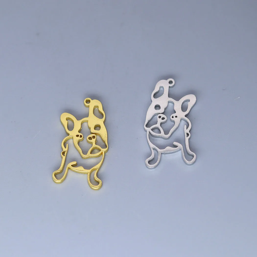 5pcs/lot  French Bulldog Women Pug Dog Charm Pendants Making DIY Stainless Steel Handmade Finding Jewelry