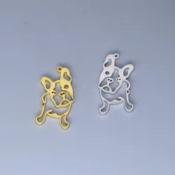 5pcs/lot  French Bulldog Women Pug Dog Charm Pendants Making DIY Stainless Steel Handmade Finding Jewelry