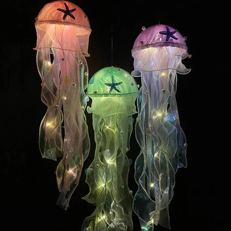 

LED Fairy Jellyfish Lamp Hand -lifted Lantern for The Sea Theme Birthday Party Decor