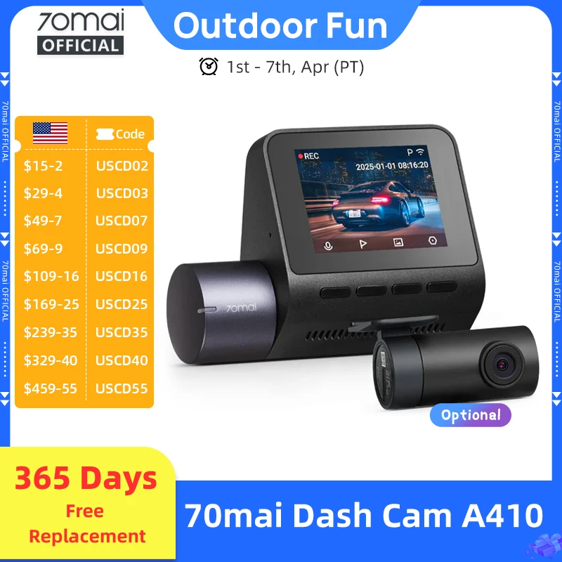 70Mai Dash Cam A410…