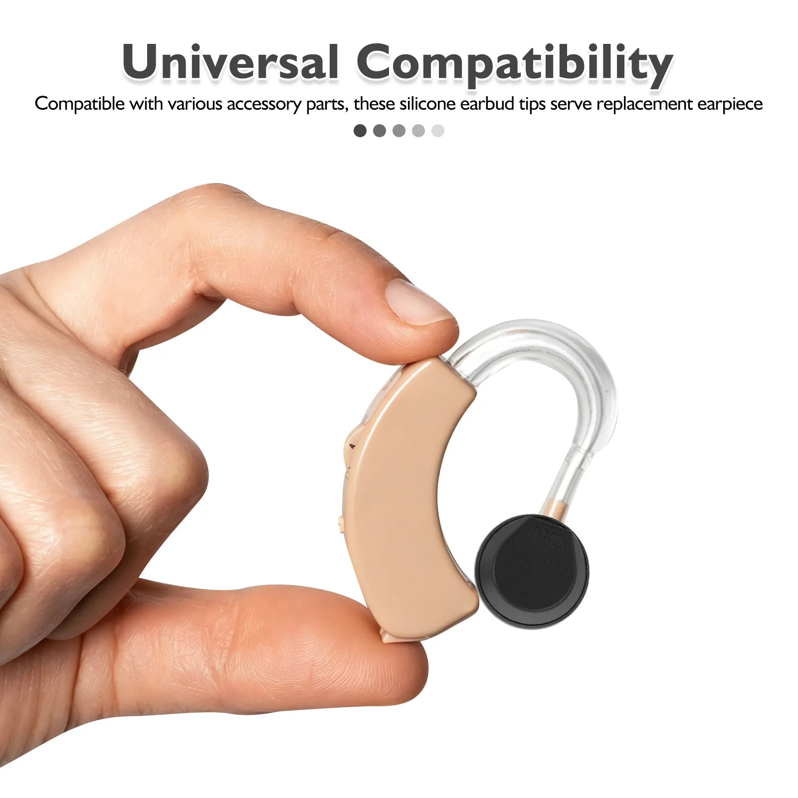 Hearing Aid Ear Tips Replacement Black Silicone Earbud Tips Universal Compatible Earpiece Receiver Domes Accessory for Hearing
