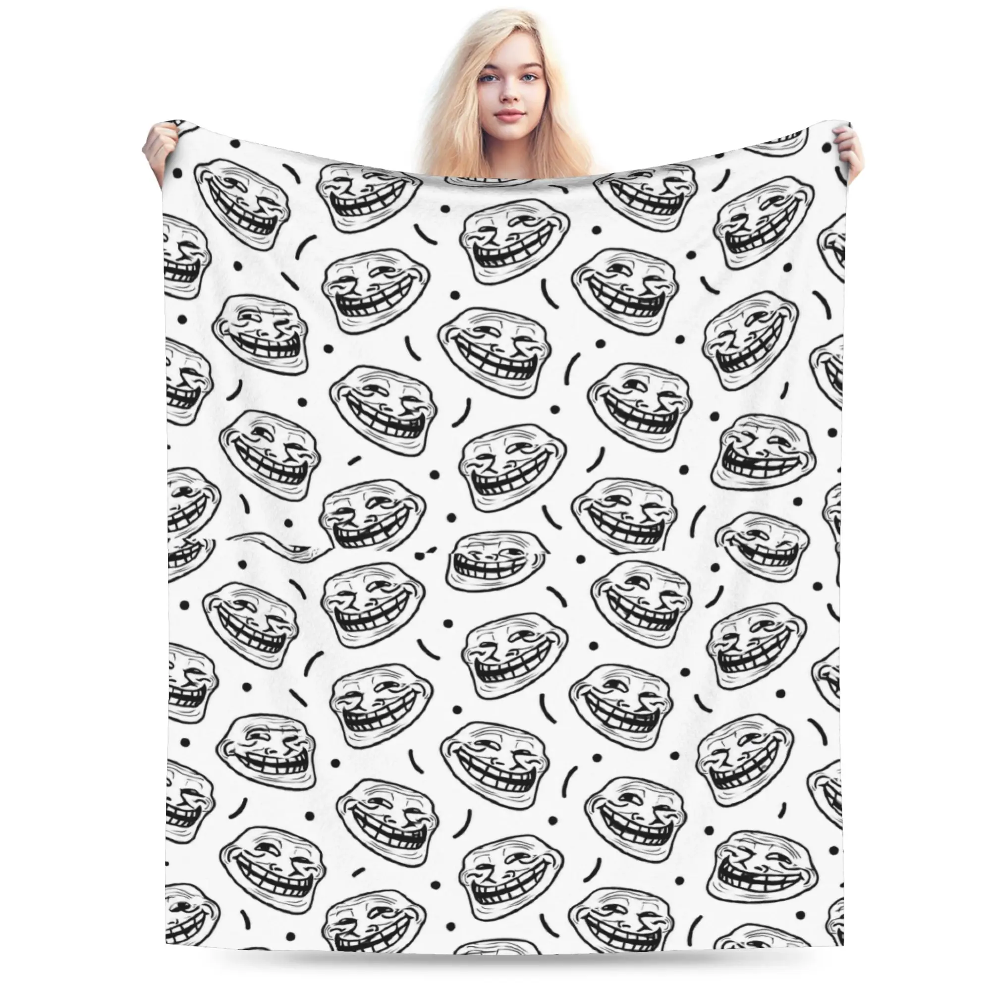 Warm Blanket Travel Office Rage Comic Trollfac Trunk Funny Anime Throw Blanket  Flannel Bedspread For Couch Chair Sofa Bed Cover