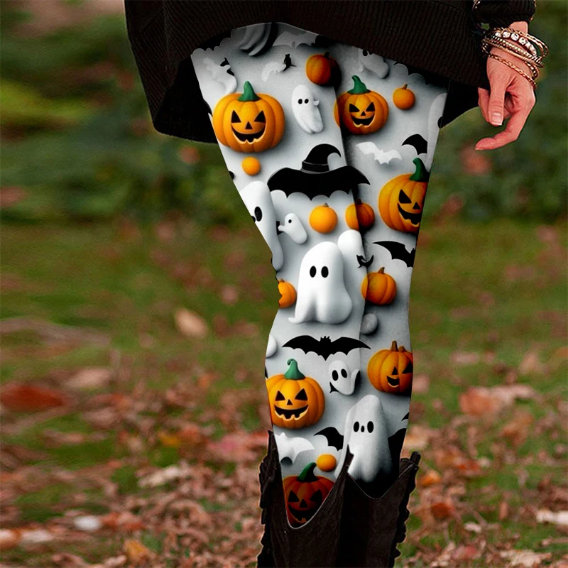 هالوين تحت عنوان المرأة اليوغا السراويل 3D اليقطين المطبوعة متعة السراويل الضيقة الرياضة في الهواء الطلق مرونة عالية تنفس النساء الملابس