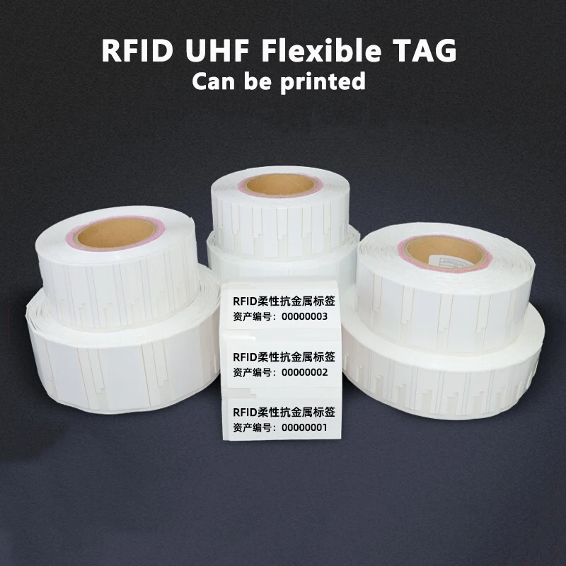 유연한 안티 메탈 RFID UHF 태그, RFID UHF 스티커 라벨, 전자 라벨, 18000-6C, 860-960MHz, 900 MHz, 고품질 50 개