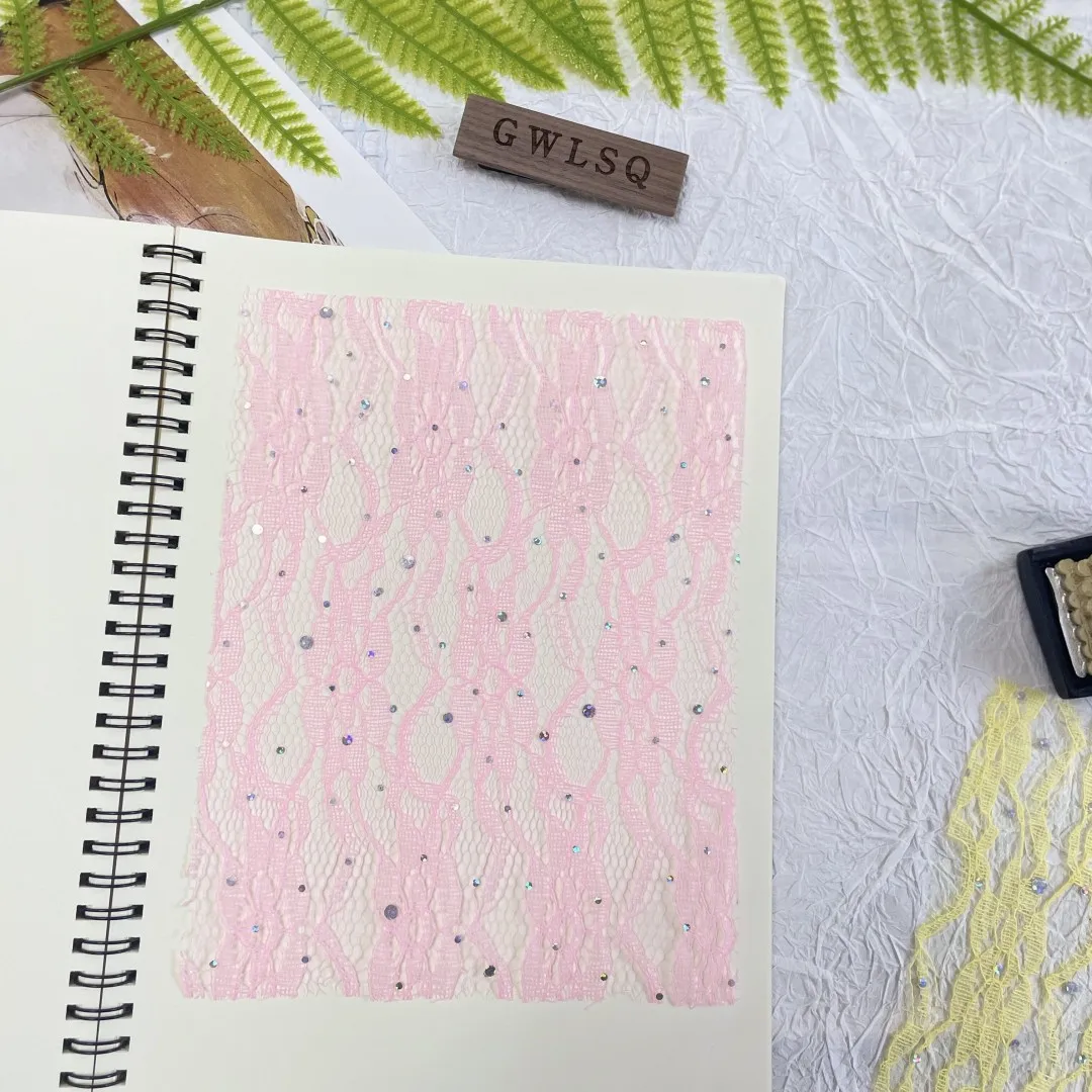 10Pcs A5 Color Lace Sequin Gauze Paper Scrapbooking Supplies DIY Junk Journal Planner Collage Background Paper Craft Material