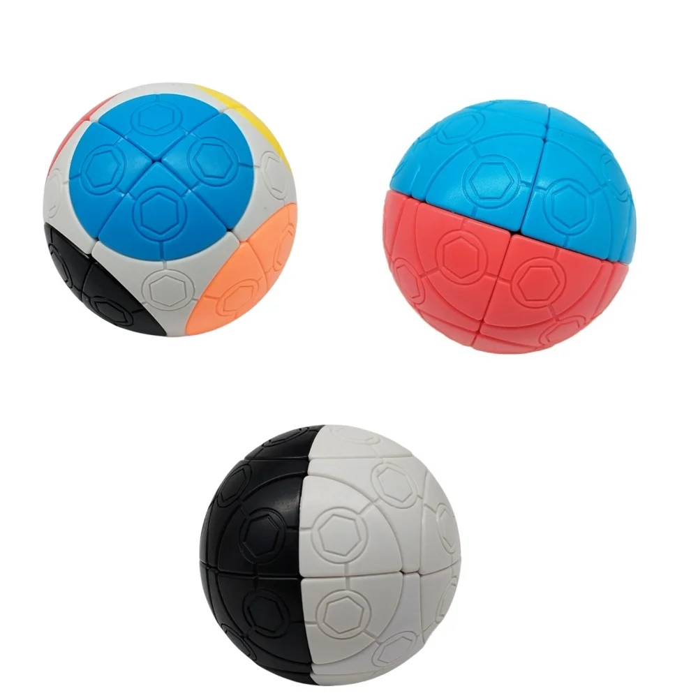 TiSe 2X2 Spherical Cube 75mm Tricolor Colors Football Cube Educational Puzzle Toys Magic Cubes For Kids Children