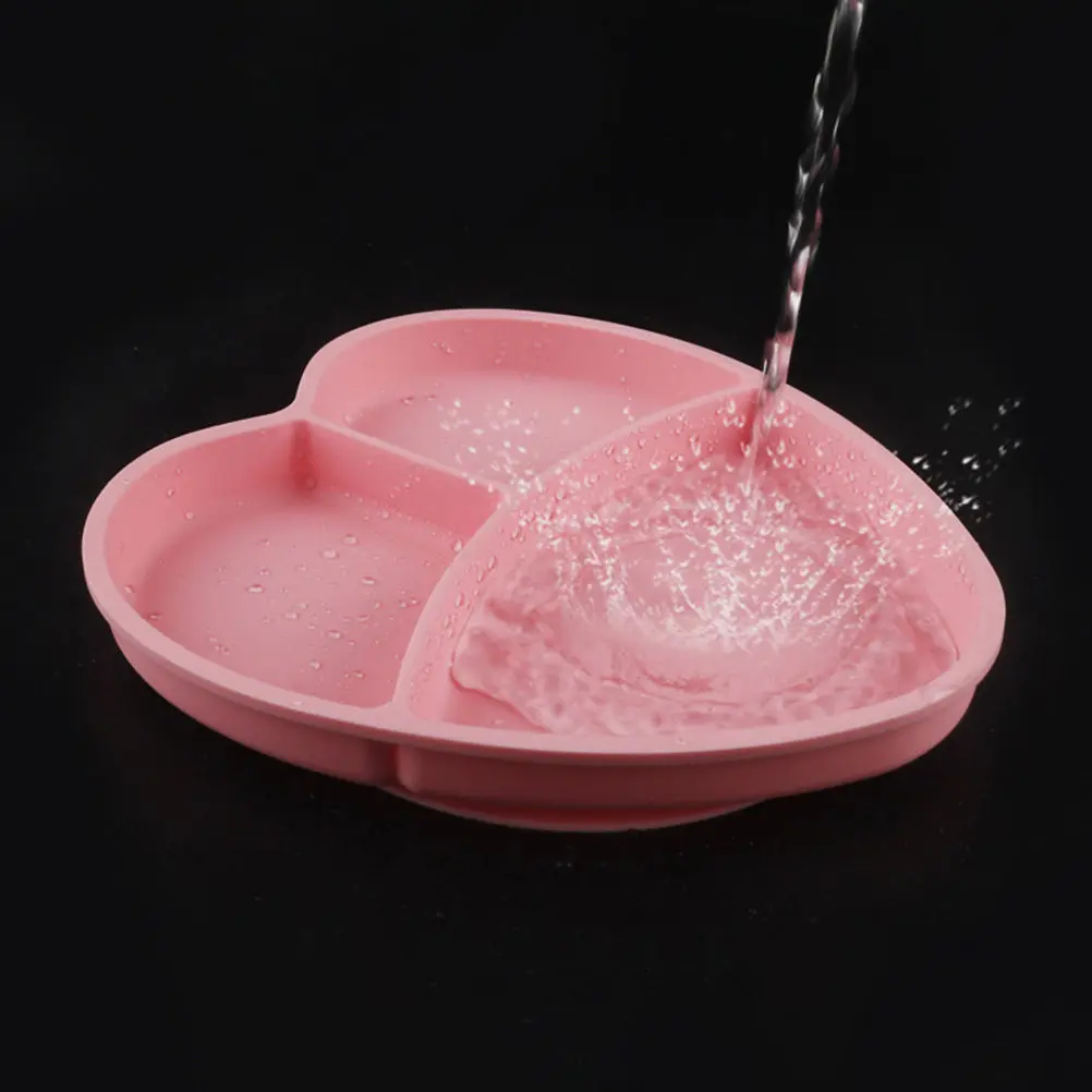 

Heart Shaped Silicone Baby Dinner Plate with Strong Suction Base Safe Non Toxic Toddler Feeding Dish Divided