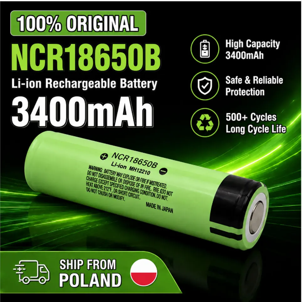 Nuove batterie ricaricabili agli ioni di litio 18650 Inr18650‑34B 3,7V 3400mAh 20A per torce portatili, giocattoli e utensili elettrici
