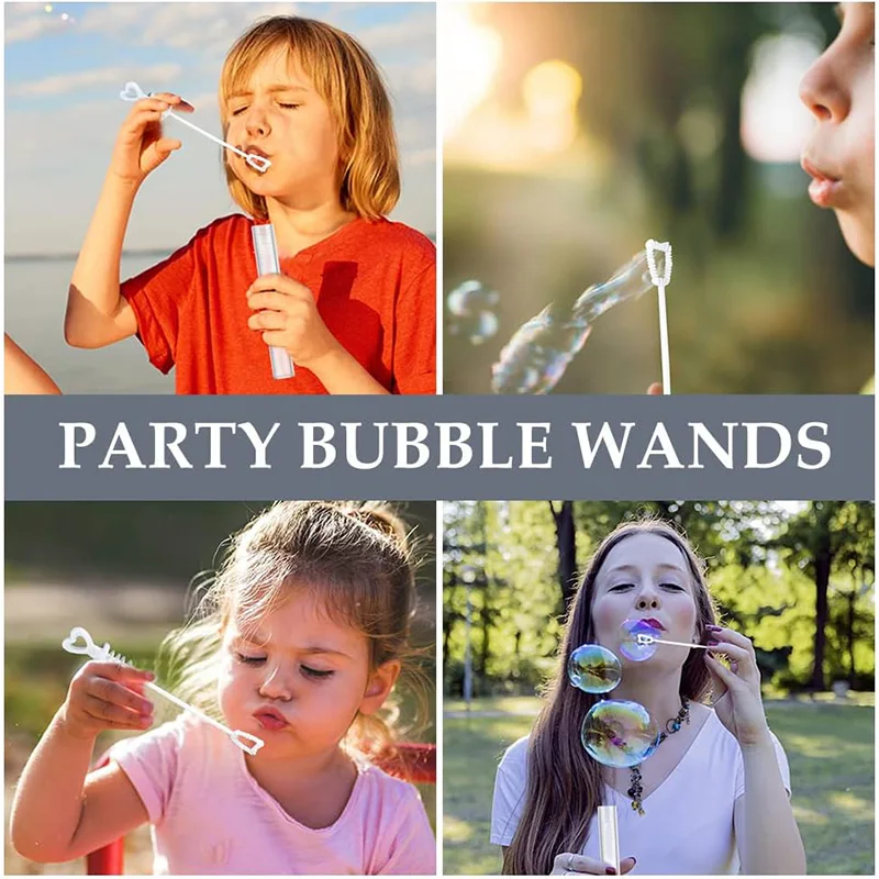 48Pcs Bubble Maker Water Bottle Toy Love Heart Wand Tube Wedding Party Prop Gift Love Tube Bubble Water Empty Bottle