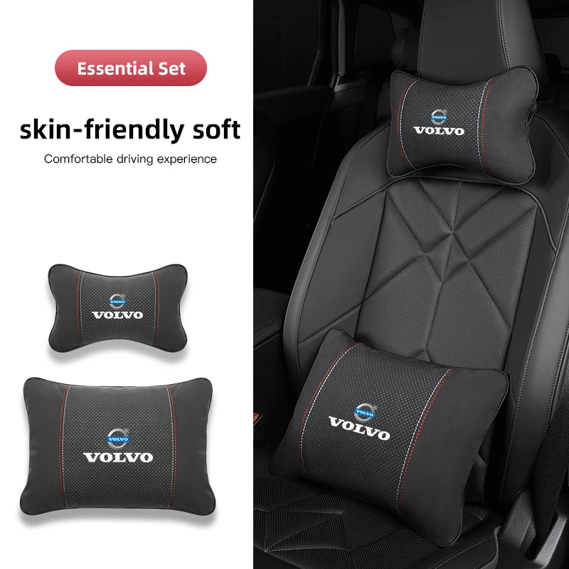 

2025 для Volvo V60 V40 XC90 S60 C30 XC60 V50 V70 S80 T6 V90 R Замшевая автомобильная подушка для шеи, подголовник, поясничная поддержка, подушка для защиты позвоночника