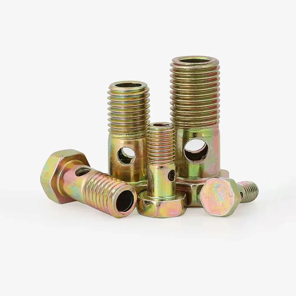 Straight Through Diesel Engine Bolt Two-hole Oil Pipe Double-hole Hinge Screw Oil Ball Head Motorcycle Refit Oil Cooler Fitting