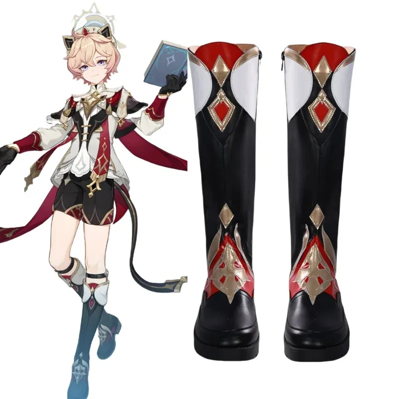 

qq28LQDahlia Boots Cosplay Game Genshin Impact Costume Accessories Props Anime Halloween Costumes for Man Woman Shoes