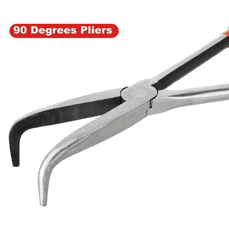 Pliers Steel 11-Inch Long Needle-Nosed Pliers Include Straight, 45-Degree, 90-Degree And O-Type Pliers