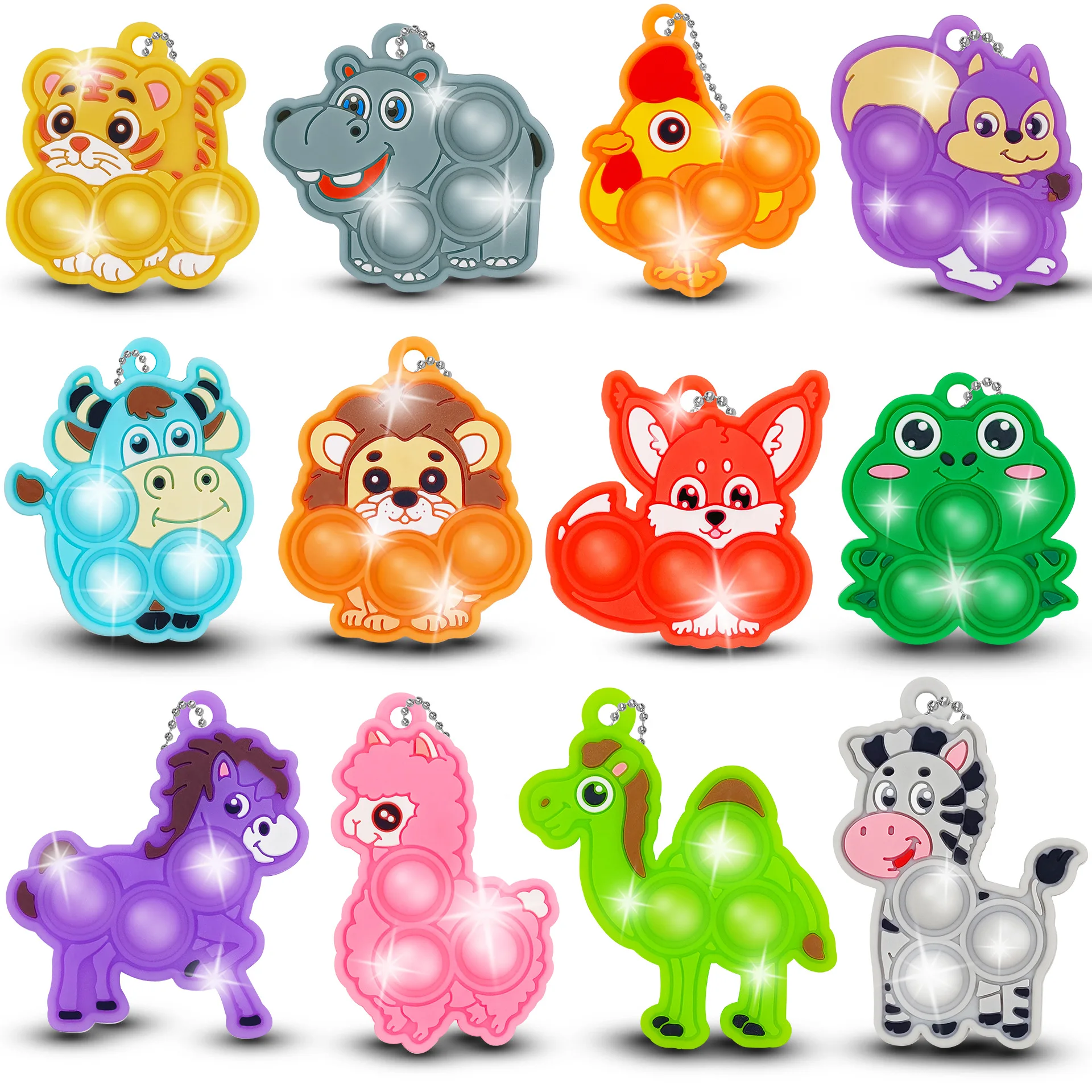

12 шт. мини красочные животные верблюд лягушка овца поп игрушки Push Bubble сенсорная игрушка для снятия стресса