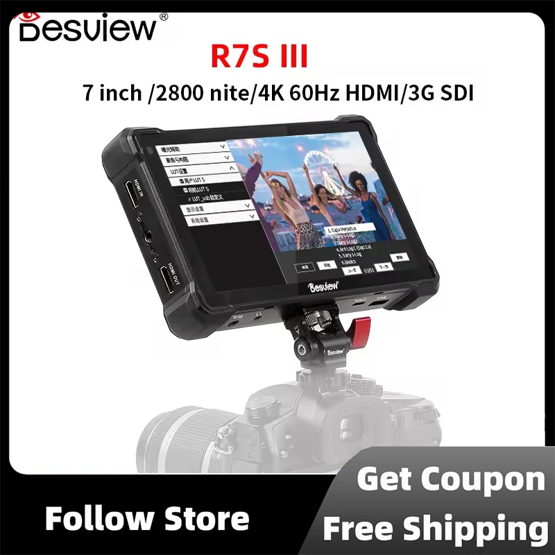 Desview R7SIII 7 inch 2800 Nits 4K 60Hz HDMI 3G-SDI With Touch screen For Camera SLR Micro Professional External Monitor