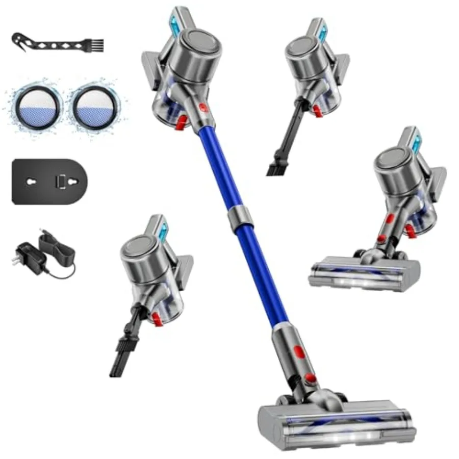 

Cordless Vacuum Cleaner 8 in 1 Powerful Stick Vacuum with 50Mins Rechargeable Battery Vacuum Cleaners for Home Anti-Tangled Lig
