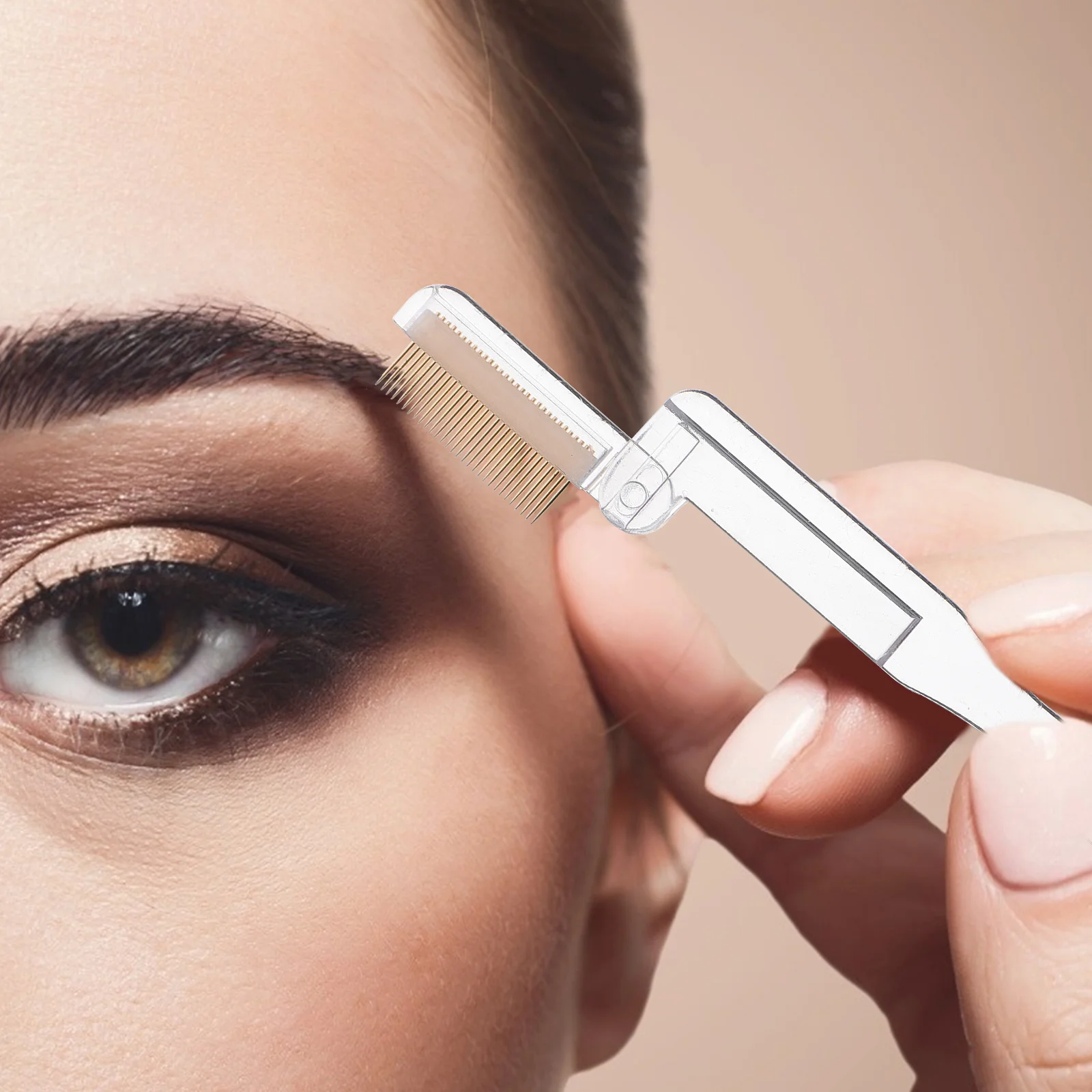 2 قطعة مشط الحاجب القابل للطي رمش مشط أداة ماكياج معدنية لرموش الحواجب المحمولة تصميم قابل للطي استخدام السفر #6