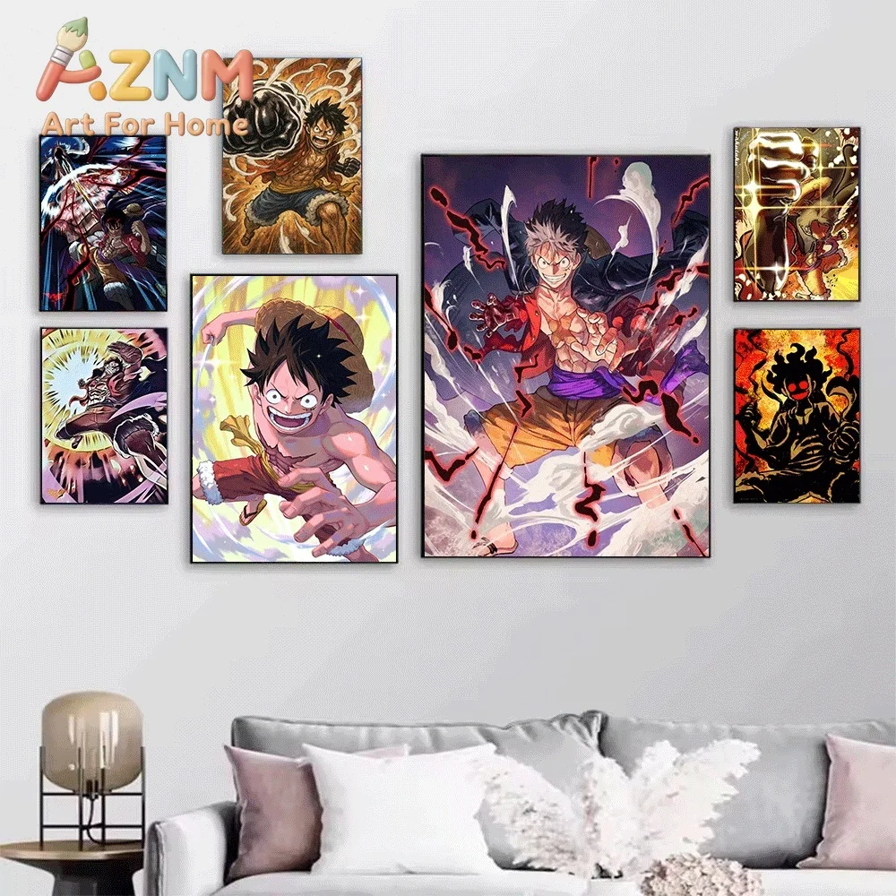 One Piece Monkey D Luffy Wano Country Anime Collage Canvas Wall Art Unframed Single Canvas Print Wall Poster For Bedroom Livin