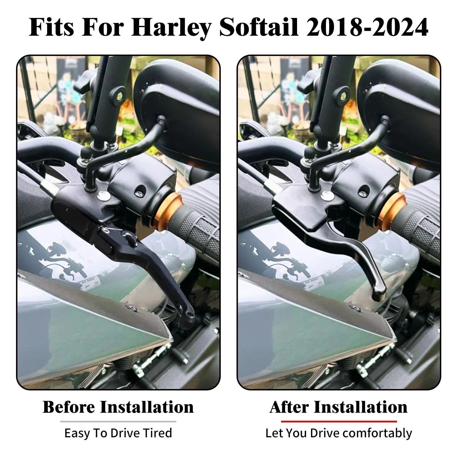 Motorcycle 3 Fingers Handles Brake Clutch Lever Set For Harley Softail Low Rider Street Bob Breakout Fat Boy Slim FLSB 2018-2024