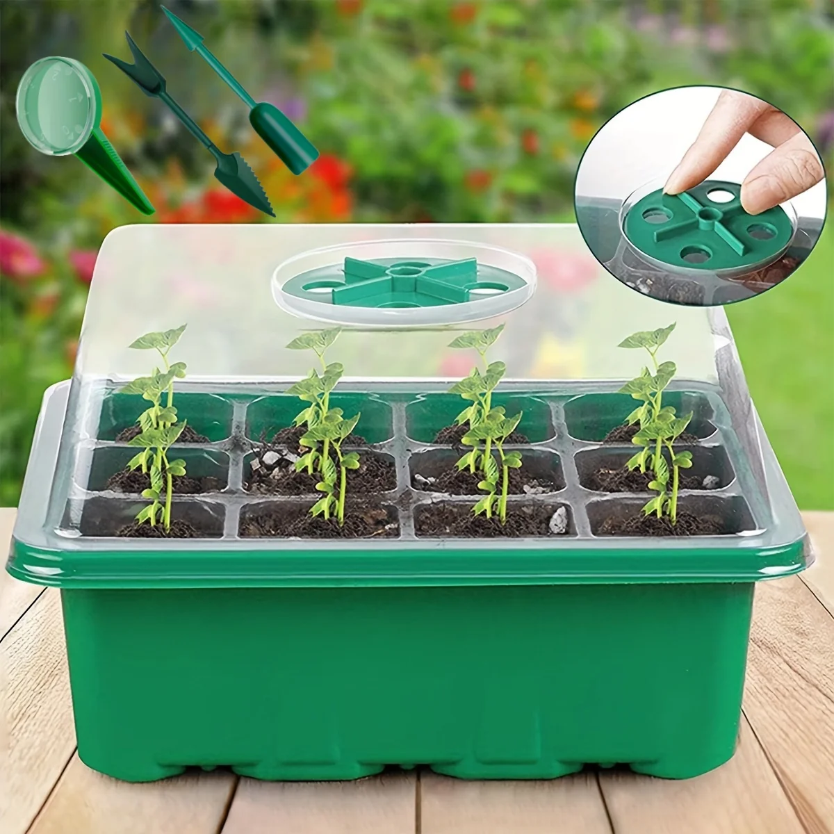 4pcs Horticultural Tool Seedling Box, Ventilation Cover, Seedling Moisturizing Base, Ideal Choice for Vegetables and Flowers