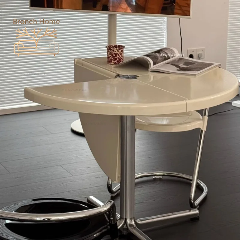 Foldable Multifunctional Metal Round Table,semi-circular Dining Table for Small Household Coffee Table,storable,changeable Shape