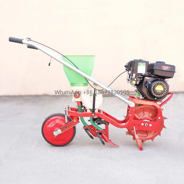 Gasoline engine driven self-propelled corn seeder Integrated weeding  fertilization and sowing machine Chain track trencher