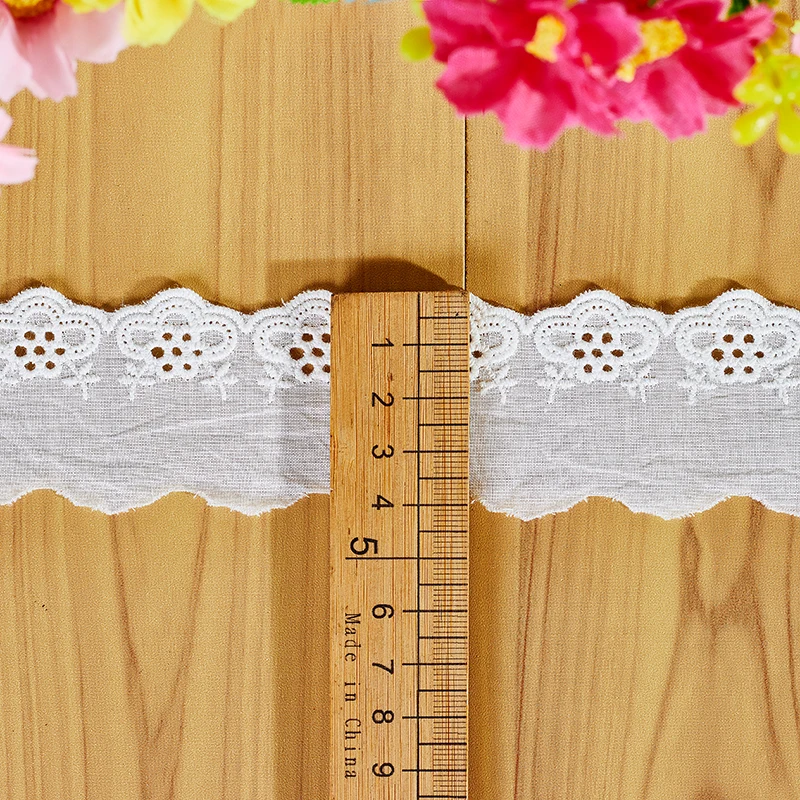 Cotton Embroidered White Flower Lace Fabric, Wide Sewing, DIY Trim, Wedding Applique, Ribbon, Collar Cloth, Guipure Decor, Dubai