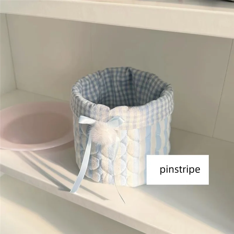 AB15-Fabric Storage Basket Cylinder Fabric Storage Basket Bedroom Clutter Organization Storage Fabric Basket Polka Dot