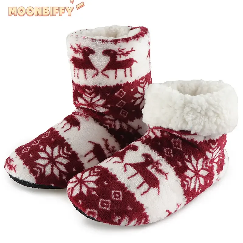 Winter Fur Slippers Women Warm House Slippers Plush Flip Flops Christmas Cotton Indoor Home Shoes Floor Shoes Claquette Fourrure