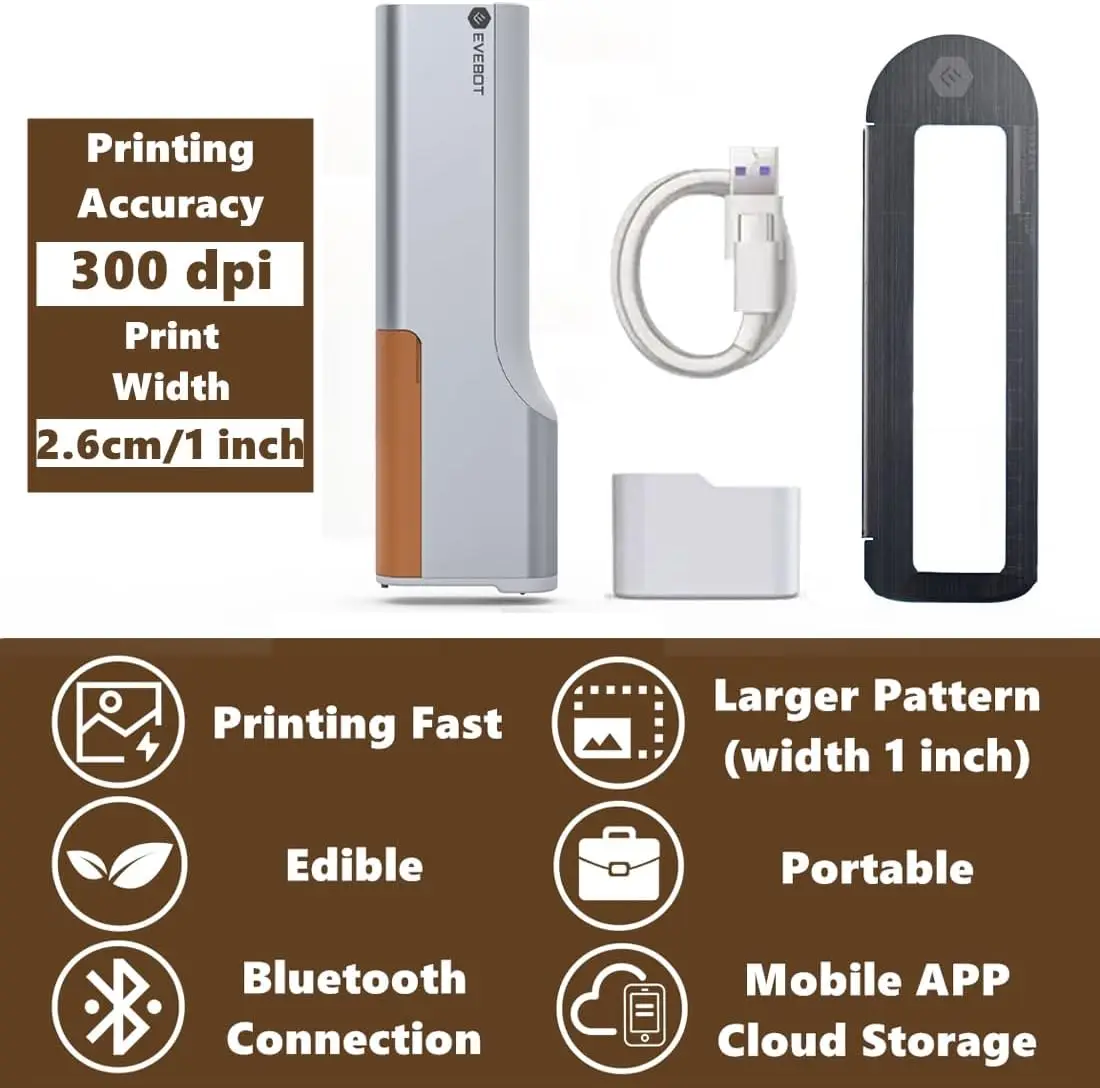 Evebot 食品グレードのポータブル PrintPen ハンドヘルド