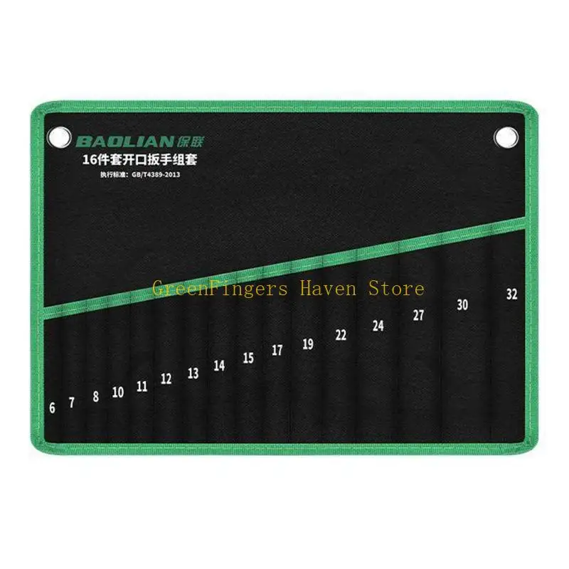 F68D Wrench Roll Bag in Canvas Fabric with Numbered Pockets and Stitched Edges for Mechanical Maintenance Storage Use