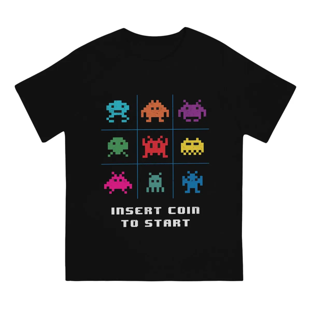 Space Invaders Game Insert Coin To Start Tshirt Homme Men's Clothing Polyester T Shirt For Men