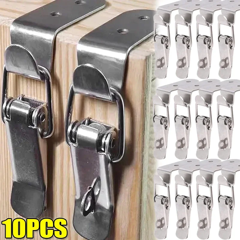 

1/10PCS Duck-mouth Buckle Hook Metal Spring Hasp Latch Catch Clamps Wooden Box Closure Loaded Draw Clasp Toggle Cabinet Hasps