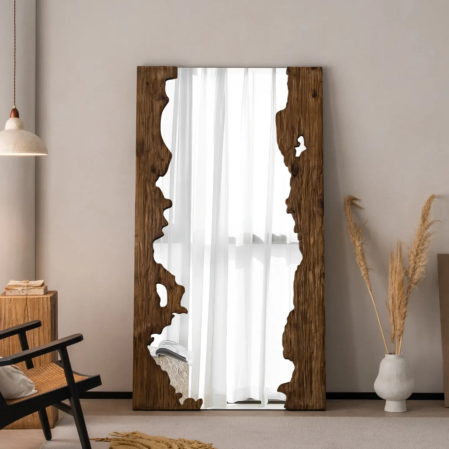 Wabi Sand solid wood full-body mirror art floor mirror designer clothing home hotel homestay decorative