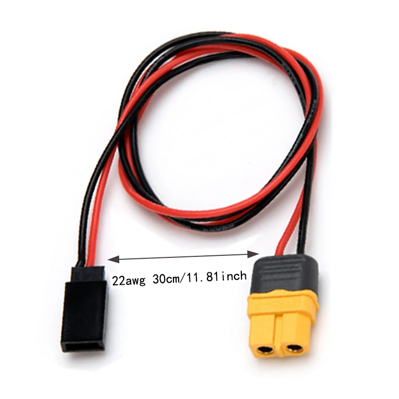 2 uds XT60H hembra a Futaba hembra Cable adaptador Cable de carga 22awg 30cm para RC avión coche barco cargador de batería Motor Esc