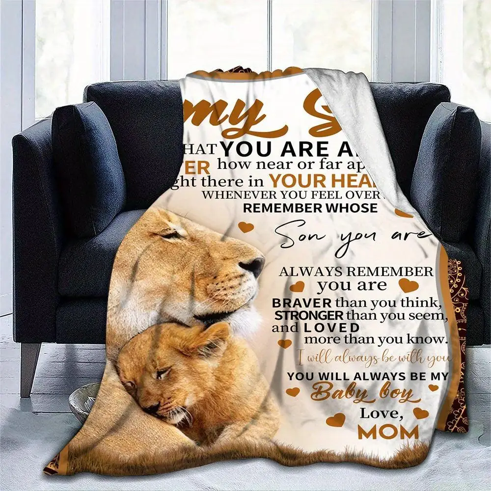 

1PC Envelope Gift Lion Printed Blanket Soft and cozy Suitable for home/picnic/travel/office Machine washable Four seasons use