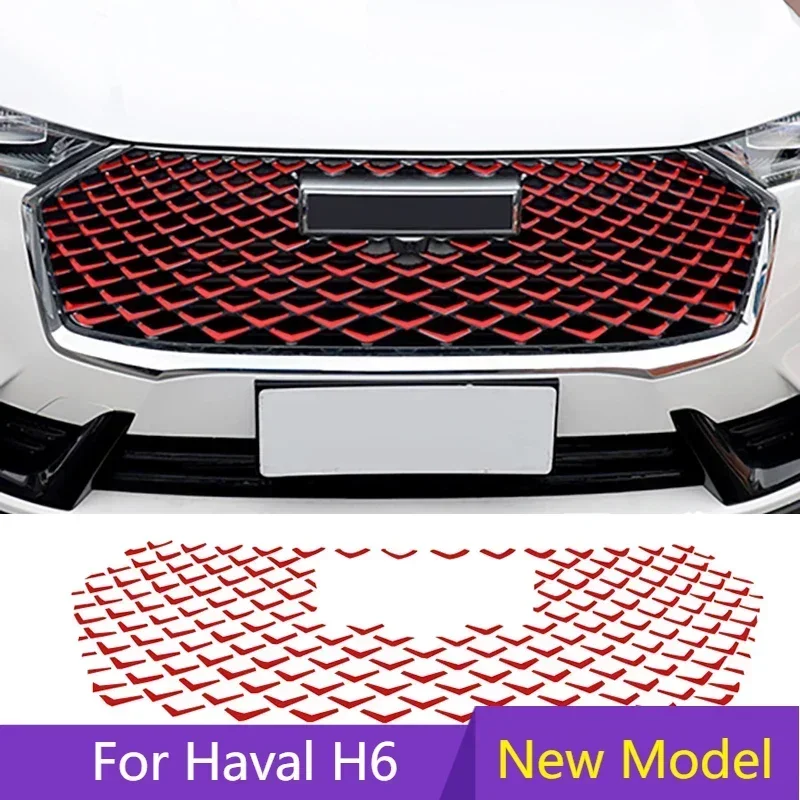 

For GWM Haval H6 3rd 2021 2022 Car Front Net Grille Grid Colour Change Stickers Exterior Modification Accessories
