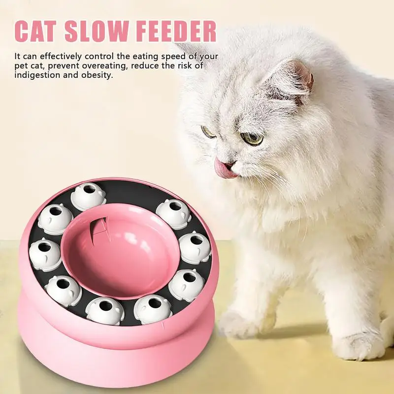 Slow Eating Cat Bowl Elevated And Titled Cat Puzzle Feeder Dish Healthy Eating Diet Pet Bowl Interactive Toy For Kittens