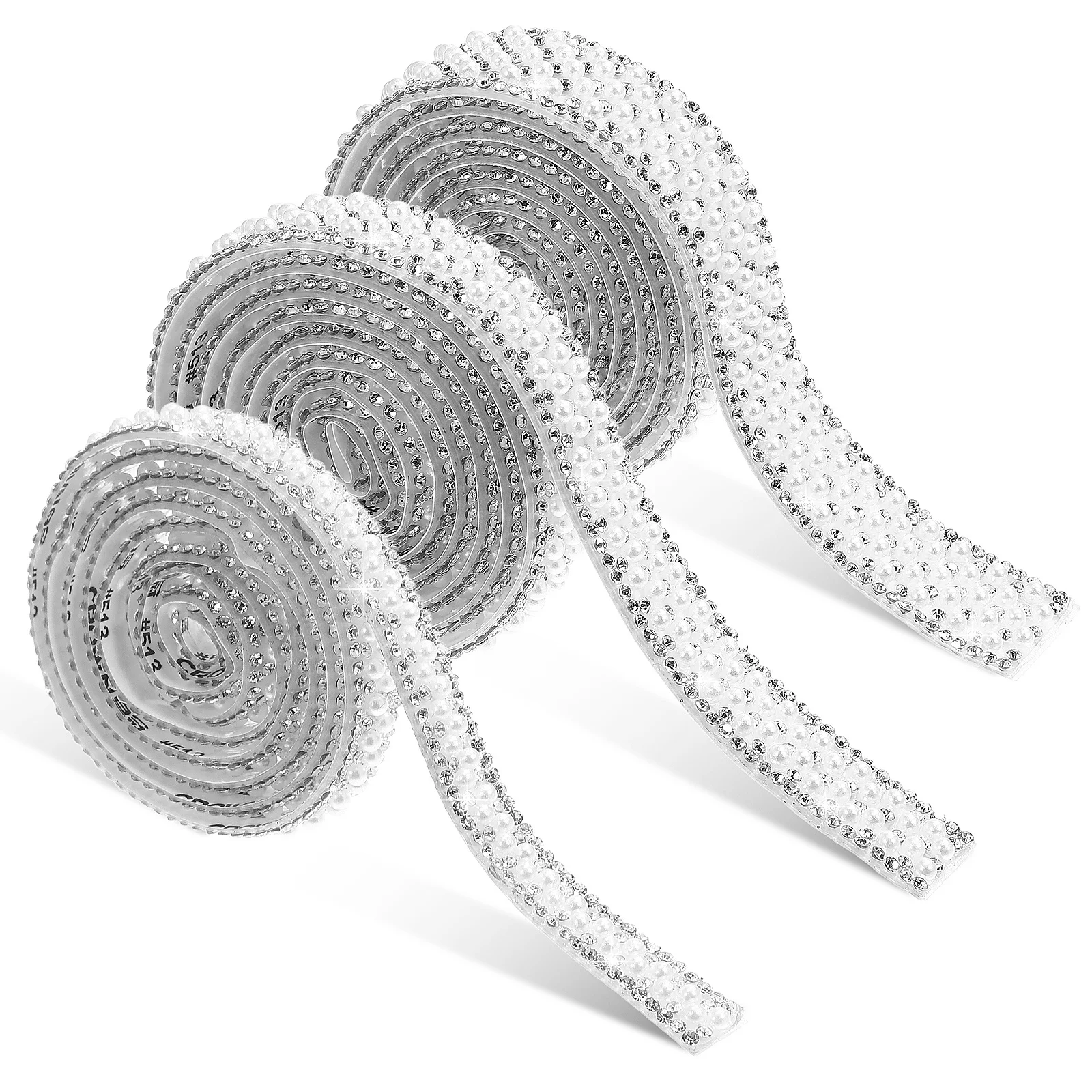 

3 pcs Pearl Rhinestone Trim Self Adhesive Decorative Tape For Craft Shoes Bag Diy Embellishment Rhinestone Ribbon Handicraft